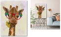 Courtside Market Giraffe and Flower Glasses 3 Gallery-Wrapped Canvas Wall Art - 18" x 24"